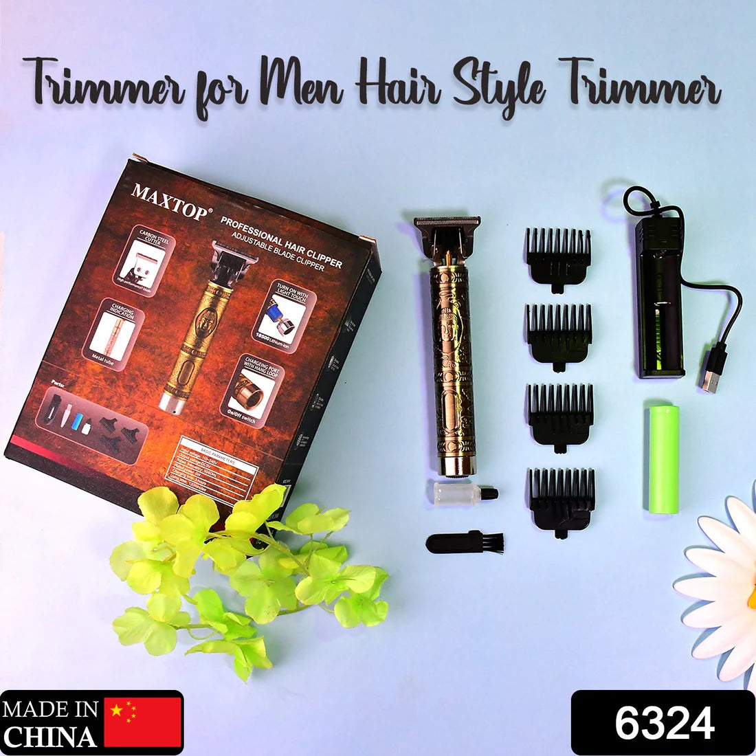 Portable Hair Trimmer for Men – Cordless, Rechargeable & Lightweight | Trim Anywhere – Home, Gym, Travel | Adjustable Blade with Precision Dial