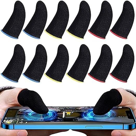 PS Thumb & Finger Sleeve for Mobile Gaming with Super Conductive Fiber Fabric (pack of 12)