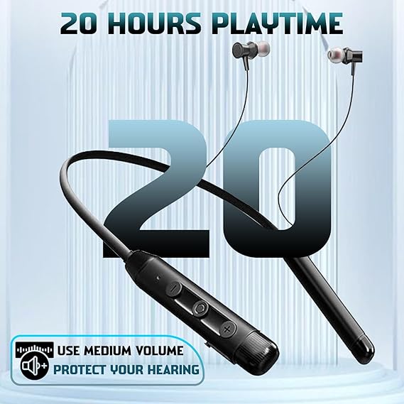 Zoid Neckband Bluetooth Headphones with 20 hrs Playtime, Deep Bass, Stereo Sound