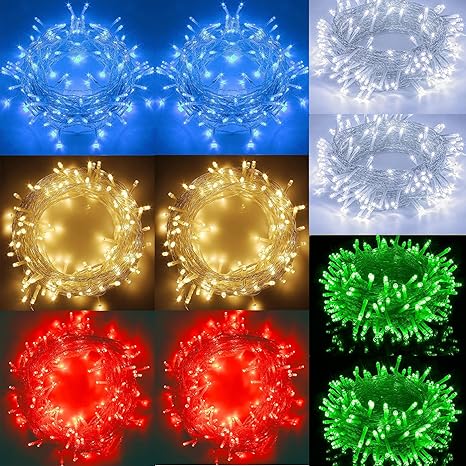 PS LED String Lights Serial Bulbs Ladi Decoration Lighting for Diwali (20 Meters)(pack of 10)