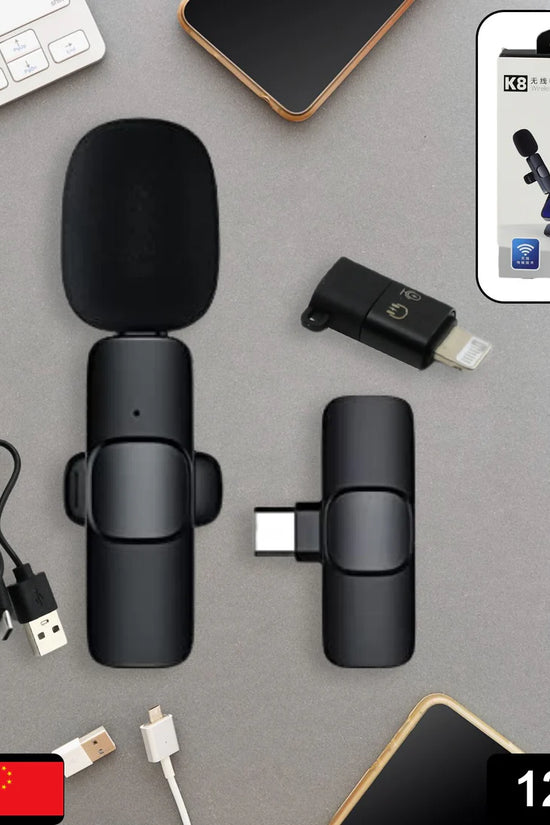 Intelligent Noise Cancelling Live Streaming Clip on Microphone for Type-C & for iPhone with Charging Mini Wireless Lapel Collar Microphone