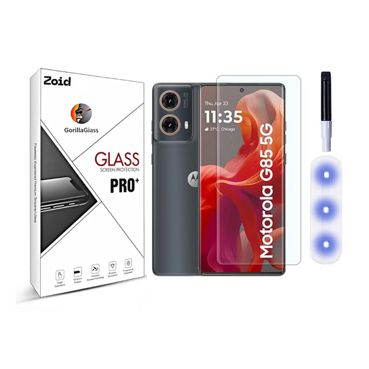 Zoid Tempered Glass Screen Protector Designed for Moto G85 5G , Moto G96 and moto 50 Fusion Full HD Quality UV Tempered Glass Edge to Edge Screen Coverage with Easy Installation Kit